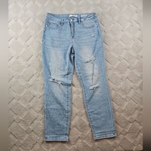 Judy Blue Boyfriend Fit Light Blue Distressed Jeans Womens 31